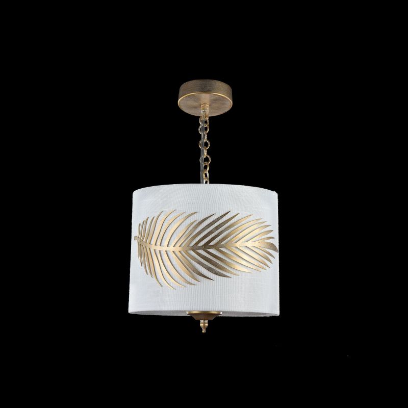 Ceiling Lights - Farn - Fabric Single Pendant with Stencil Pattern Leaf Maytoni-H428-PL-01-WG - Farn - Fabric Single Pendant with Stencil Pattern Leaf