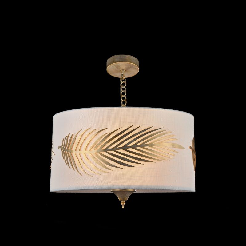 Ceiling Lights - Farn - Fabric 3 Light Pendant with Stencil Pattern Leaf Maytoni-H428-PL-03-WG - Farn - Fabric 3 Light Pendant with Stencil Pattern Leaf