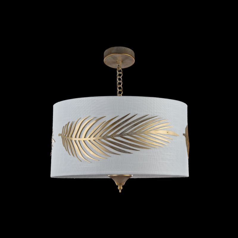 Ceiling Lights - Farn - Fabric 3 Light Pendant with Stencil Pattern Leaf Maytoni-H428-PL-03-WG - Farn - Fabric 3 Light Pendant with Stencil Pattern Leaf