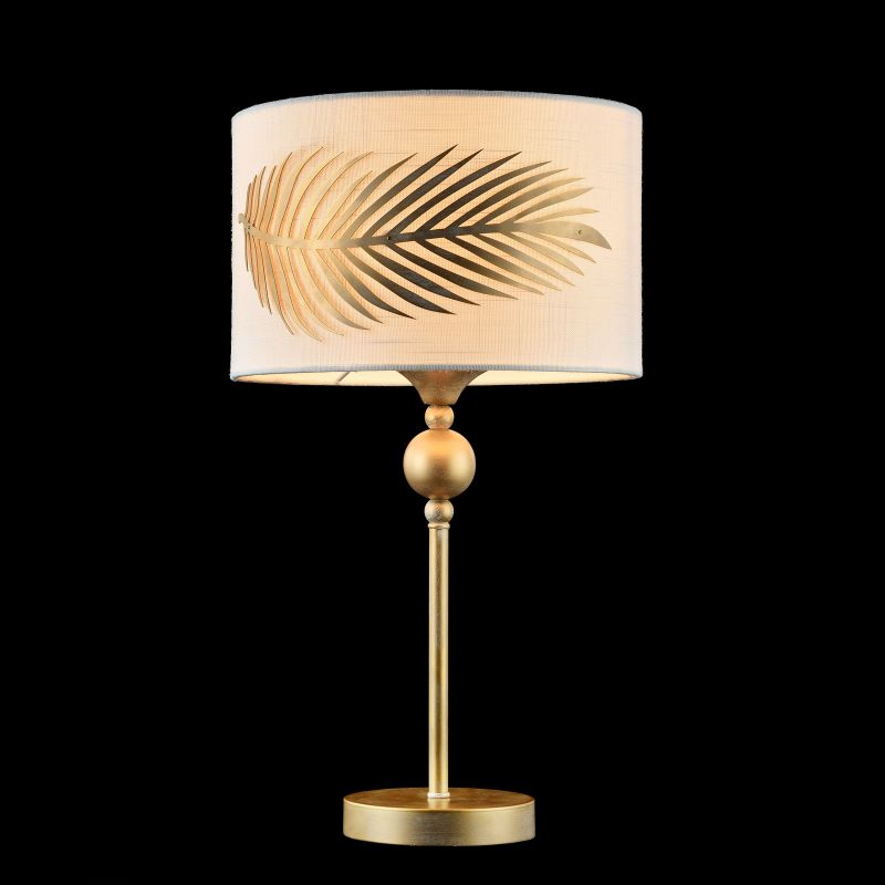 Table & Floor Lamp - Farn - Fabric Table Lamp with Stencil Pattern Leaf Maytoni-H428-TL-01-WG - Farn - Fabric Table Lamp with Stencil Pattern Leaf