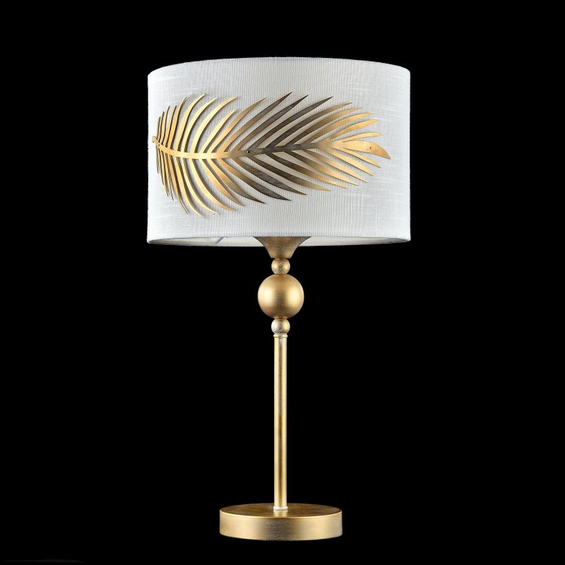 Table & Floor Lamp - Farn - Fabric Table Lamp with Stencil Pattern Leaf Maytoni-H428-TL-01-WG - Farn - Fabric Table Lamp with Stencil Pattern Leaf