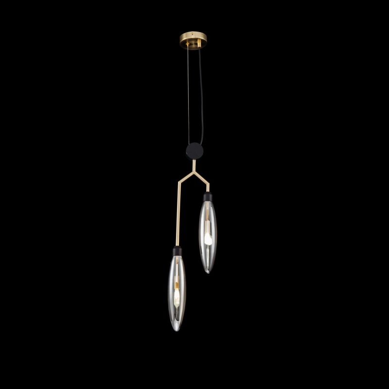 Maytoni-MOD012PL-02G - Ventura - Amber Glass with Gold & Black 2 Light Pendant