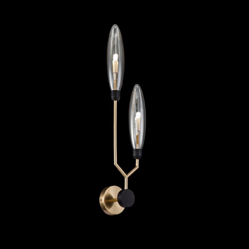 Maytoni-MOD012WL-02G - Ventura - Amber Glass with Gold & Black 2 Light Wall Lamp