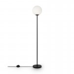 Ring - White Glass Ball & Black Floor Lamp