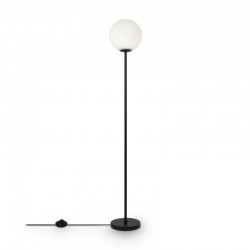 Ring - White Glass Ball & Black Floor Lamp