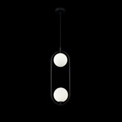Ring - Black 2 Light Pendant with White Glass Ring - Black 2 Light Pendant with White Glass