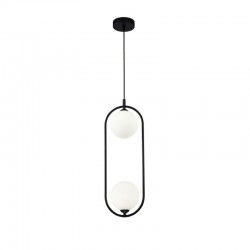 Ring - Black 2 Light Pendant with White Glass Ring - Black 2 Light Pendant with White Glass