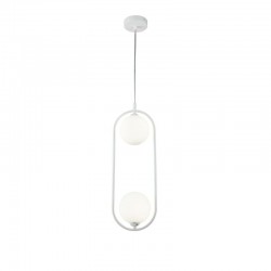 Ring - White 2 Light Pendant with White Glass