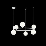 Ring - White 6 Light Centre Fitting with White Glass Ring - White 6 Light Centre Fitting with White Glass