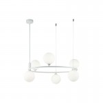 Ring - White 6 Light Centre Fitting with White Glass Ring - White 6 Light Centre Fitting with White Glass