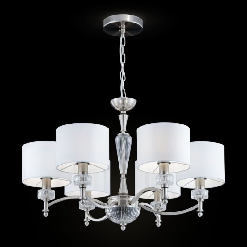 Maytoni-MOD014CL-06N - Alicante - White Shade & Nickel 6 Light Centre Fitting