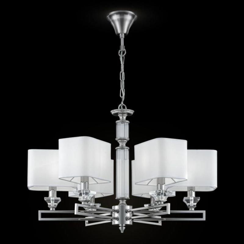 Ceiling Lights - Ontario - White Fabric Shade & Chrome 6 Light Centre Fitting Maytoni-MOD020PL-06CH - Ontario - White Fabric Shade & Chrome 6 Light Centre Fitting