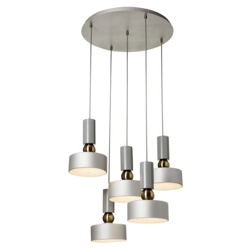Ceiling Lights - Void - Grey & Antique Brass 5 Light Cluster Pendant Maytoni-MOD030PL-05GR - Void - Grey & Antique Brass 5 Light Cluster Pendant