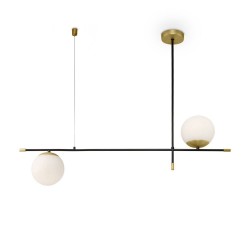 Nostalgia - Black & Gold 2 Light over Island Fitting with White Glass Nostalgia - Black & Gold 2 Light over Island Fitting with White Glass