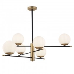 Nostalgia - Black & Gold 6 Light Centre Fitting with White Glass Nostalgia - Black & Gold 6 Light Centre Fitting with White Glass