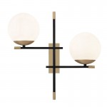 Nostalgia - Black & Gold 2 Light Wall Lamp with White Glass Nostalgia - Black & Gold 2 Light Wall Lamp with White Glass