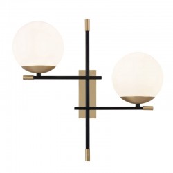 Nostalgia - Black & Gold 2 Light Wall Lamp with White Glass Nostalgia - Black & Gold 2 Light Wall Lamp with White Glass