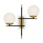 Nostalgia - Black & Gold 2 Light Wall Lamp with White Glass Nostalgia - Black & Gold 2 Light Wall Lamp with White Glass