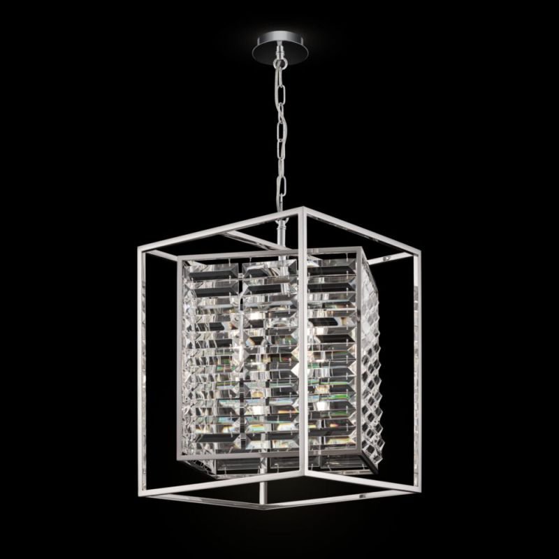 Ceiling Lights - Tening - Crystal & Chrome 4 Light Lantern Pendant Maytoni-MOD060PL-04CH - Tening - Crystal & Chrome 4 Light Lantern Pendant