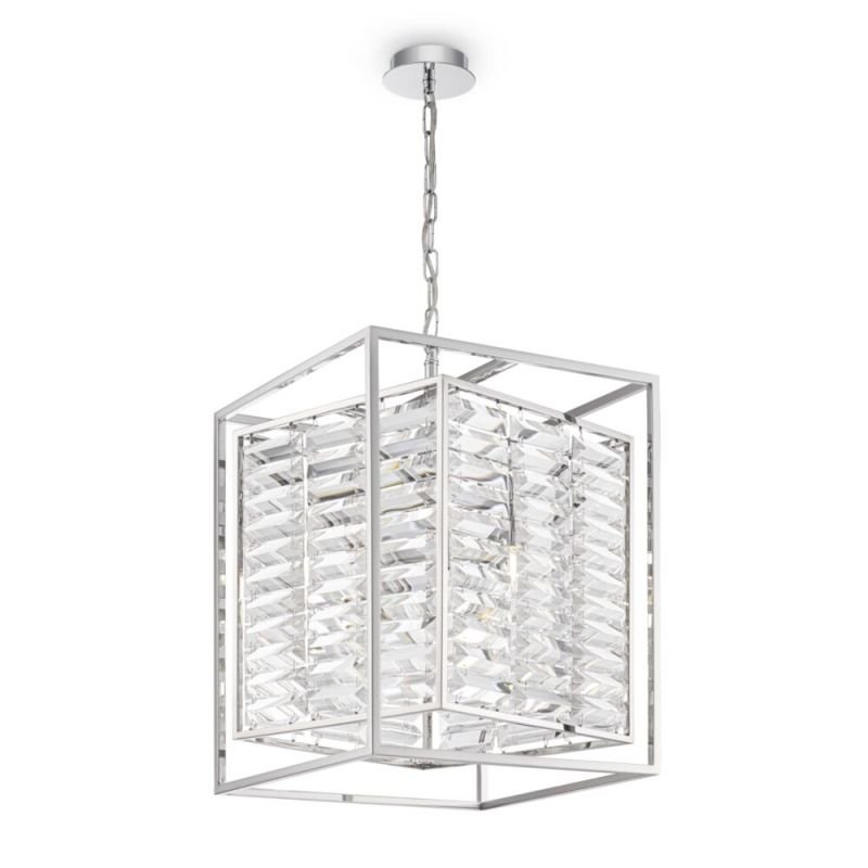 Ceiling Lights - Tening - Crystal & Chrome 4 Light Lantern Pendant Maytoni-MOD060PL-04CH - Tening - Crystal & Chrome 4 Light Lantern Pendant