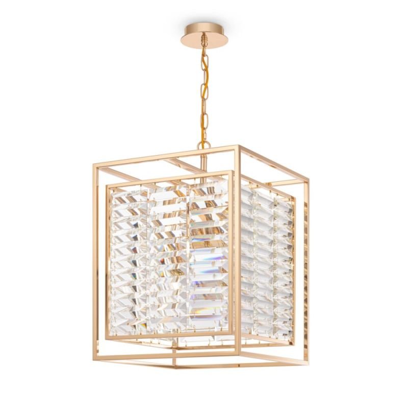 Ceiling Lights - Tening - Crystal & Gold 4 Light Lantern Pendant Maytoni-MOD060PL-04G - Tening - Crystal & Gold 4 Light Lantern Pendant