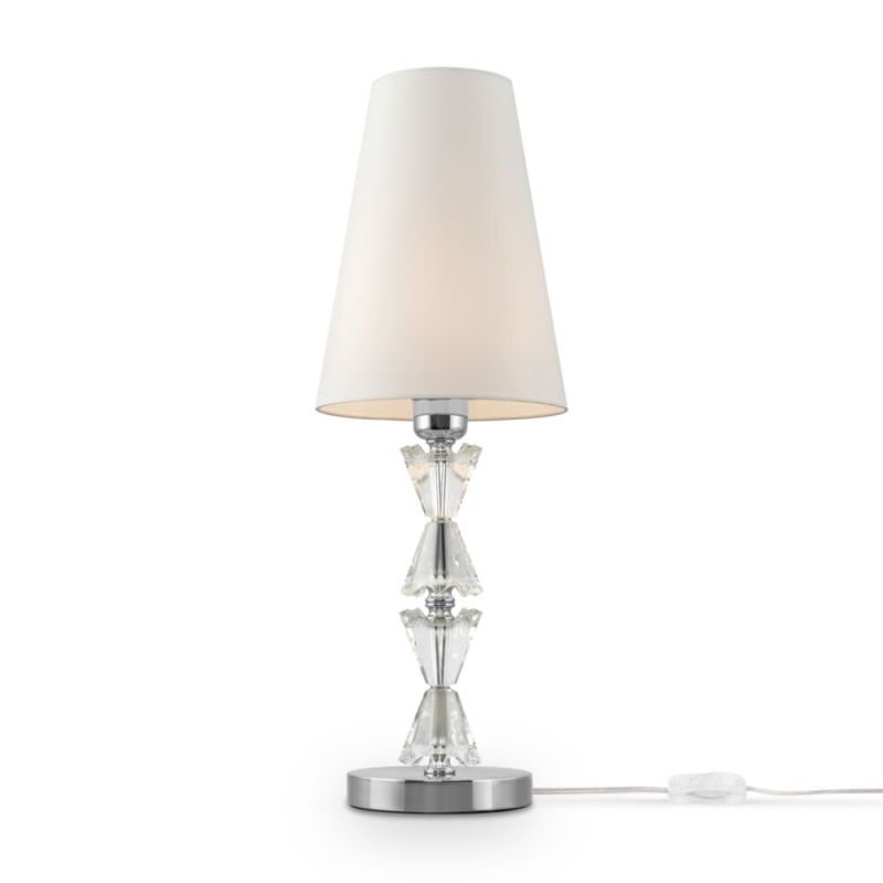 Table & Floor Lamp - Florero - White Fabric Shade & Chrome Big Table Lamp Maytoni-MOD079TL-01CH - Florero - White Fabric Shade & Chrome Big Table Lamp