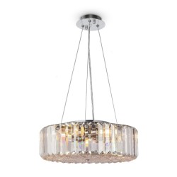 Recinto - Chrome 6 Light Pendant with Crystal & Decorative Diffuser Recinto - Chrome 6 Light Pendant with Crystal & Decorative Diffuser
