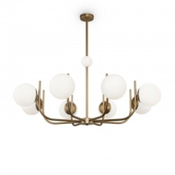 Rendez-Vous - Brass 8 Light Centre Fitting with White Glass