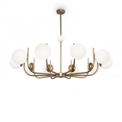 Rendez-Vous - Brass 10 Light Centre Fitting with White Glass