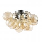 Balbo - Nickel 4 Light Ceiling Lamp with Amber Mirrored Glass
