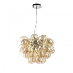 Balbo - Nickel 8 Light Pendant with Amber Mirrored Glass 