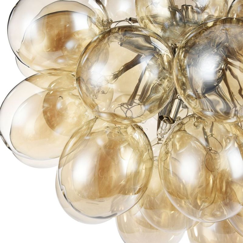 Ceiling Lights - Balbo - Modern Amber Glass 8 Light Hanging Pendant -Nickel Maytoni-MOD112-08-G - Balbo - Modern Amber Glass 8 Light Hanging Pendant -Nickel