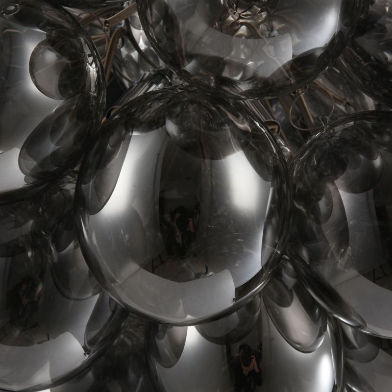 Ceiling Lights - Balbo - Modern Smoky Glass 8 Light Hanging Pendant -Nickel Maytoni-MOD112-08-N - Balbo - Modern Smoky Glass 8 Light Hanging Pendant -Nickel