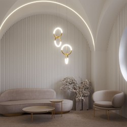 Node - Gold LED Pendant with 2 Rings