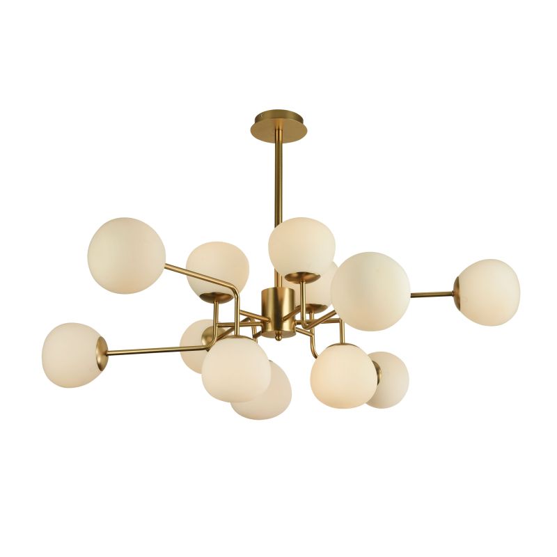 Maytoni-MOD221-PL-12-G - Erich - Matt Gold 12 Light Centre Fitting with White Glasses