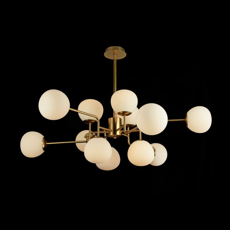 Maytoni-MOD221-PL-12-G - Erich - Matt Gold 12 Light Centre Fitting with White Glasses