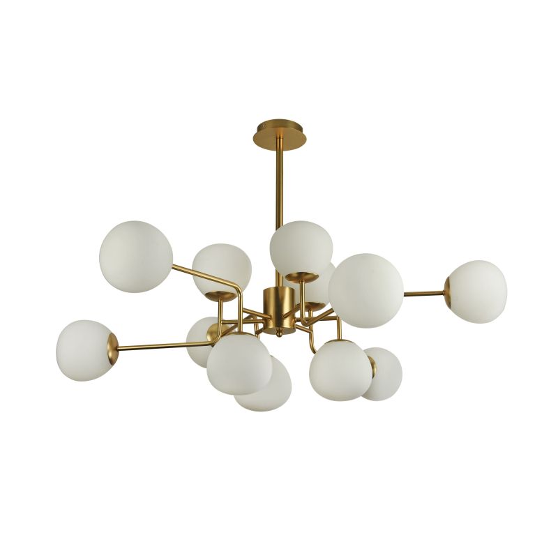 Maytoni-MOD221-PL-12-G - Erich - Matt Gold 12 Light Centre Fitting with White Glasses