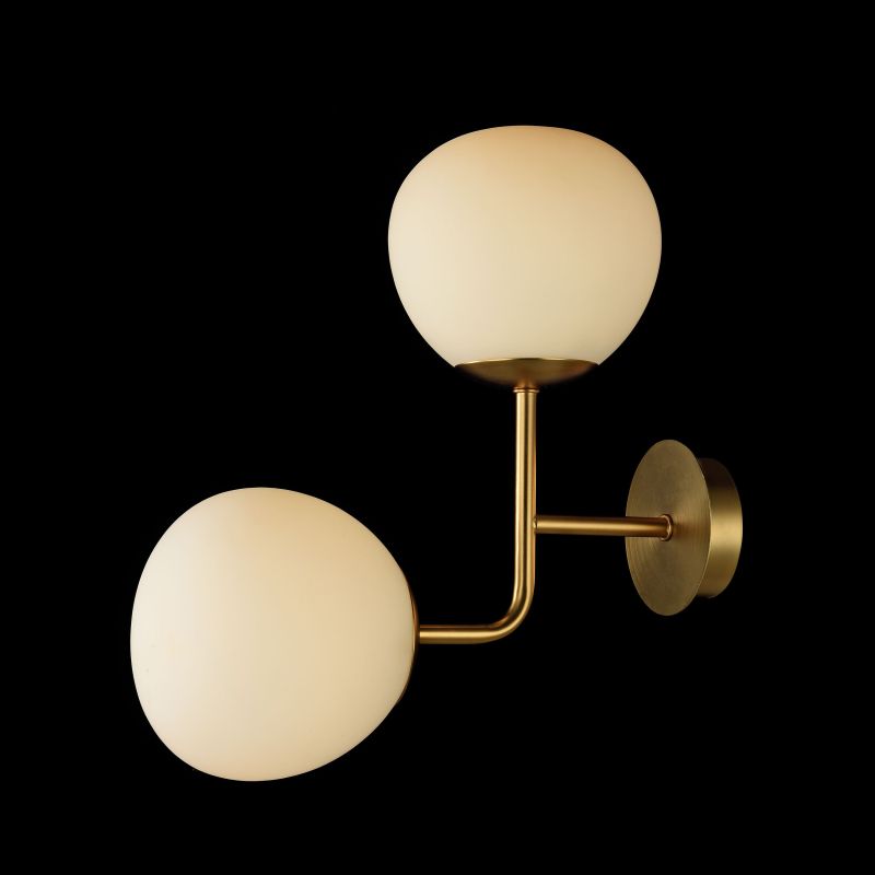 Maytoni-MOD221-WL-02-G - Erich - Matt Gold Twin Wall Lamp with White Glass