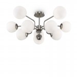 Erich - Nickel 10 Light Ceiling Lamp with White Glasses Erich - Nickel 10 Light Ceiling Lamp with White Glasses