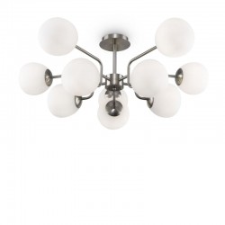 Erich - Nickel 10 Light Ceiling Lamp with White Glasses