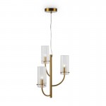 Arco - Ribbed Glass & Brass 3 Light Centre Fitting