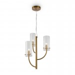 Arco - Ribbed Glass & Brass 3 Light Centre Fitting