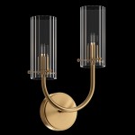 Arco - Ribbed Glass & Brass 2 Light Wall Lamp Arco - Ribbed Glass & Brass 2 Light Wall Lamp