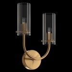 Arco - Ribbed Glass & Brass 2 Light Wall Lamp Arco - Ribbed Glass & Brass 2 Light Wall Lamp