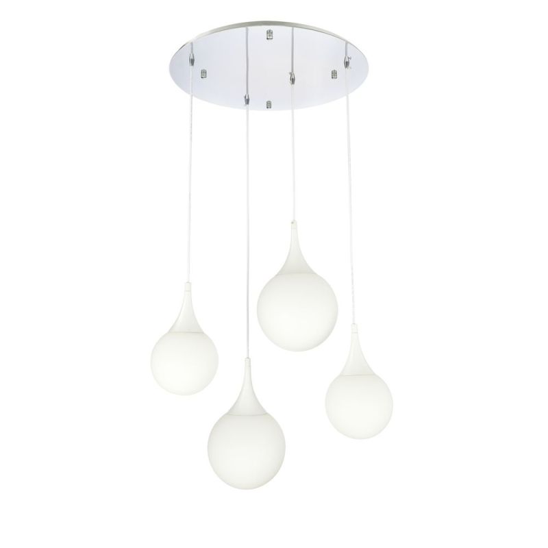 Ceiling Lights - Dewdrop - White Glass Multi Globe 4 Light Cluster Pendant Maytoni-P225-PL-150-N - Dewdrop - White Glass Multi Globe 4 Light Cluster Pendant