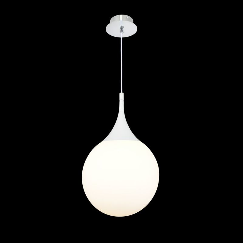 Ceiling Lights - Dewdrop - White Glass Globe Medium Hanging Pendant Maytoni-P225-PL-300-N - Dewdrop - White Glass Globe Medium Hanging Pendant