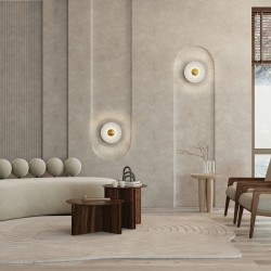 Fiore - Brass LED Wall Lamp with White Decorative Shade