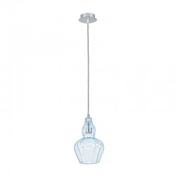 Eustoma - Nickel Pendant with Light Blue Glass