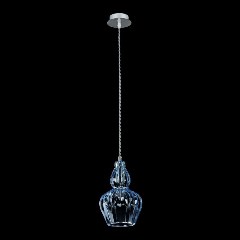 Maytoni-MOD238-PL-01-BL - Eustoma - Light Blue Glass Single Pendant- Nickel