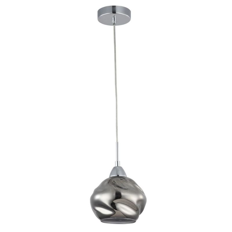 Ceiling Lights - Haze - Smoky Dull Glass with Crystal Single Pendant Maytoni-P244-PL-01-N - Haze - Smoky Dull Glass with Crystal Single Pendant